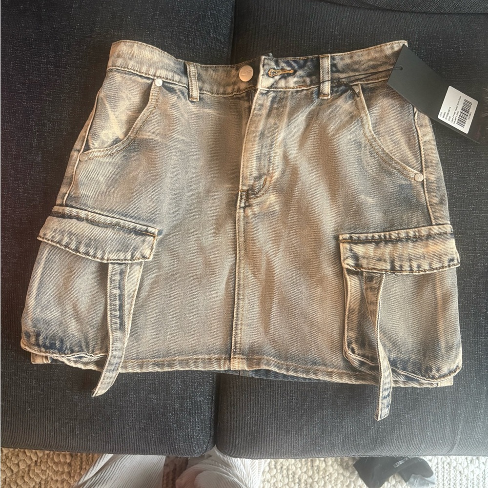 Denim Mini Skirt with Pockets
